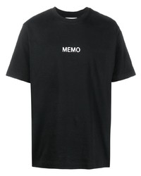 schwarzes bedrucktes T-Shirt mit einem Rundhalsausschnitt von Styland