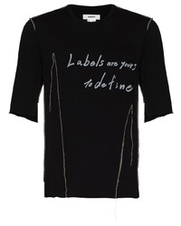 schwarzes bedrucktes T-Shirt mit einem Rundhalsausschnitt von Sulvam