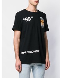 schwarzes bedrucktes T-Shirt mit einem Rundhalsausschnitt von Off-White