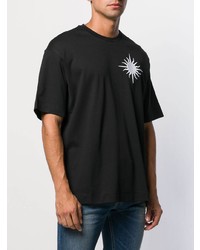 schwarzes bedrucktes T-Shirt mit einem Rundhalsausschnitt von Diesel Black Gold