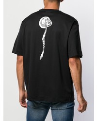 schwarzes bedrucktes T-Shirt mit einem Rundhalsausschnitt von Diesel Black Gold