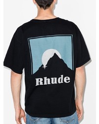 schwarzes bedrucktes T-Shirt mit einem Rundhalsausschnitt von Rhude