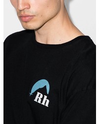 schwarzes bedrucktes T-Shirt mit einem Rundhalsausschnitt von Rhude