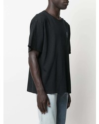 schwarzes bedrucktes T-Shirt mit einem Rundhalsausschnitt von Rhude