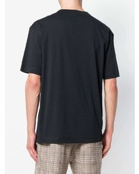 schwarzes bedrucktes T-Shirt mit einem Rundhalsausschnitt von Drôle De Monsieur