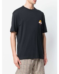 schwarzes bedrucktes T-Shirt mit einem Rundhalsausschnitt von Drôle De Monsieur