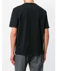 schwarzes bedrucktes T-Shirt mit einem Rundhalsausschnitt von Maison Margiela