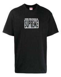 schwarzes bedrucktes T-Shirt mit einem Rundhalsausschnitt von Supreme