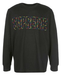 schwarzes bedrucktes T-Shirt mit einem Rundhalsausschnitt von Supreme