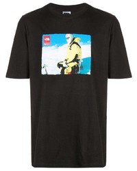 schwarzes bedrucktes T-Shirt mit einem Rundhalsausschnitt von Supreme