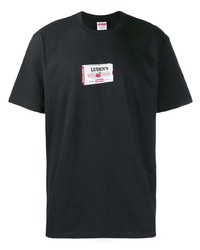 schwarzes bedrucktes T-Shirt mit einem Rundhalsausschnitt von Supreme