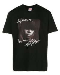 schwarzes bedrucktes T-Shirt mit einem Rundhalsausschnitt von Supreme