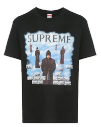 schwarzes bedrucktes T-Shirt mit einem Rundhalsausschnitt von Supreme