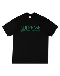 schwarzes bedrucktes T-Shirt mit einem Rundhalsausschnitt von Supreme