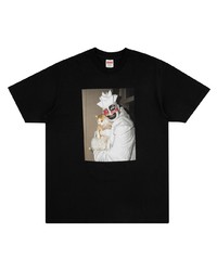 schwarzes bedrucktes T-Shirt mit einem Rundhalsausschnitt von Supreme