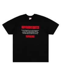 schwarzes bedrucktes T-Shirt mit einem Rundhalsausschnitt von Supreme