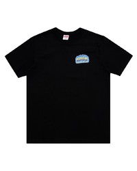 schwarzes bedrucktes T-Shirt mit einem Rundhalsausschnitt von Supreme