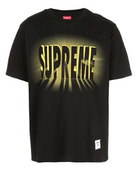 schwarzes bedrucktes T-Shirt mit einem Rundhalsausschnitt von Supreme