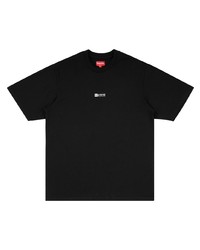 schwarzes bedrucktes T-Shirt mit einem Rundhalsausschnitt von Supreme