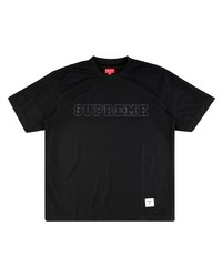 schwarzes bedrucktes T-Shirt mit einem Rundhalsausschnitt von Supreme