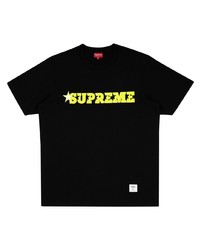 schwarzes bedrucktes T-Shirt mit einem Rundhalsausschnitt von Supreme