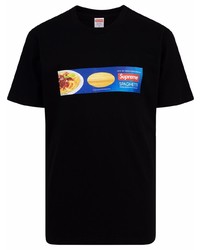 schwarzes bedrucktes T-Shirt mit einem Rundhalsausschnitt von Supreme