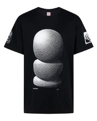 schwarzes bedrucktes T-Shirt mit einem Rundhalsausschnitt von Supreme