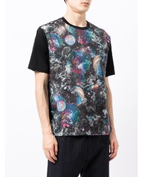 schwarzes bedrucktes T-Shirt mit einem Rundhalsausschnitt von Emporio Armani