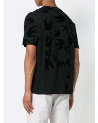 schwarzes bedrucktes T-Shirt mit einem Rundhalsausschnitt von McQ Alexander McQueen