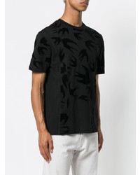 schwarzes bedrucktes T-Shirt mit einem Rundhalsausschnitt von McQ Alexander McQueen