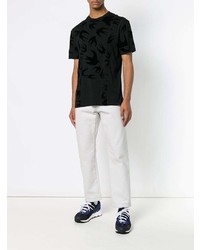 schwarzes bedrucktes T-Shirt mit einem Rundhalsausschnitt von McQ Alexander McQueen