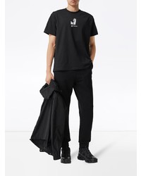 schwarzes bedrucktes T-Shirt mit einem Rundhalsausschnitt von Burberry