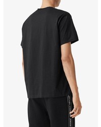 schwarzes bedrucktes T-Shirt mit einem Rundhalsausschnitt von Burberry