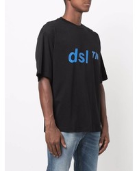 schwarzes bedrucktes T-Shirt mit einem Rundhalsausschnitt von Diesel