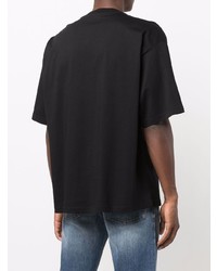 schwarzes bedrucktes T-Shirt mit einem Rundhalsausschnitt von Diesel