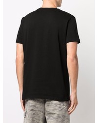 schwarzes bedrucktes T-Shirt mit einem Rundhalsausschnitt von Diesel