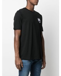 schwarzes bedrucktes T-Shirt mit einem Rundhalsausschnitt von Diesel