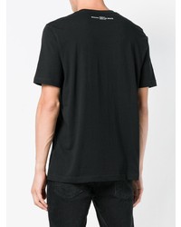 schwarzes bedrucktes T-Shirt mit einem Rundhalsausschnitt von Diesel