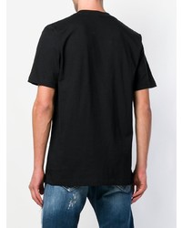 schwarzes bedrucktes T-Shirt mit einem Rundhalsausschnitt von Diesel