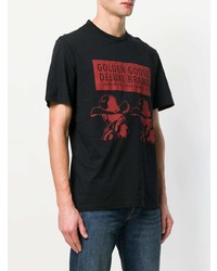 schwarzes bedrucktes T-Shirt mit einem Rundhalsausschnitt von Golden Goose Deluxe Brand