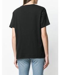 schwarzes bedrucktes T-Shirt mit einem Rundhalsausschnitt von Alexandre Vauthier