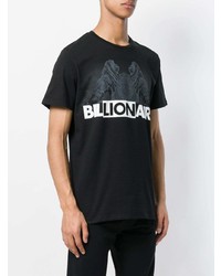 schwarzes bedrucktes T-Shirt mit einem Rundhalsausschnitt von Billionaire