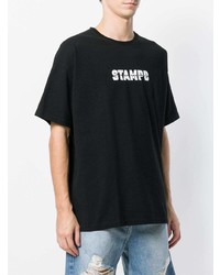 schwarzes bedrucktes T-Shirt mit einem Rundhalsausschnitt von Stampd