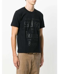 schwarzes bedrucktes T-Shirt mit einem Rundhalsausschnitt von The Beatles X Comme Des Garçons