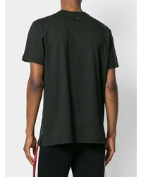 schwarzes bedrucktes T-Shirt mit einem Rundhalsausschnitt von rag & bone