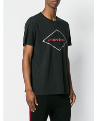 schwarzes bedrucktes T-Shirt mit einem Rundhalsausschnitt von rag & bone