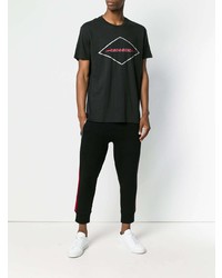 schwarzes bedrucktes T-Shirt mit einem Rundhalsausschnitt von rag & bone