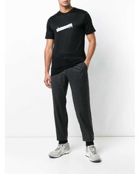 schwarzes bedrucktes T-Shirt mit einem Rundhalsausschnitt von Lanvin