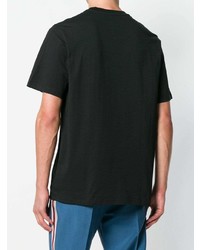 schwarzes bedrucktes T-Shirt mit einem Rundhalsausschnitt von MSGM