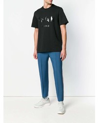 schwarzes bedrucktes T-Shirt mit einem Rundhalsausschnitt von MSGM